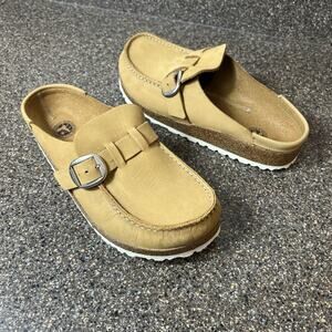 BIRKENSTOCK BUCKLEY CLOGS MULES EU 39 TAN SUEDE SLIDES SHOES US Women's 8 Mens 6